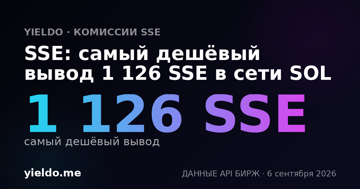 SSE: самый дешёвый вывод 1 126 SSE в сети SOL