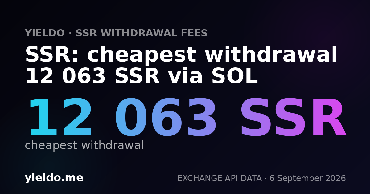 SSR: cheapest withdrawal 12 063 SSR via SOL