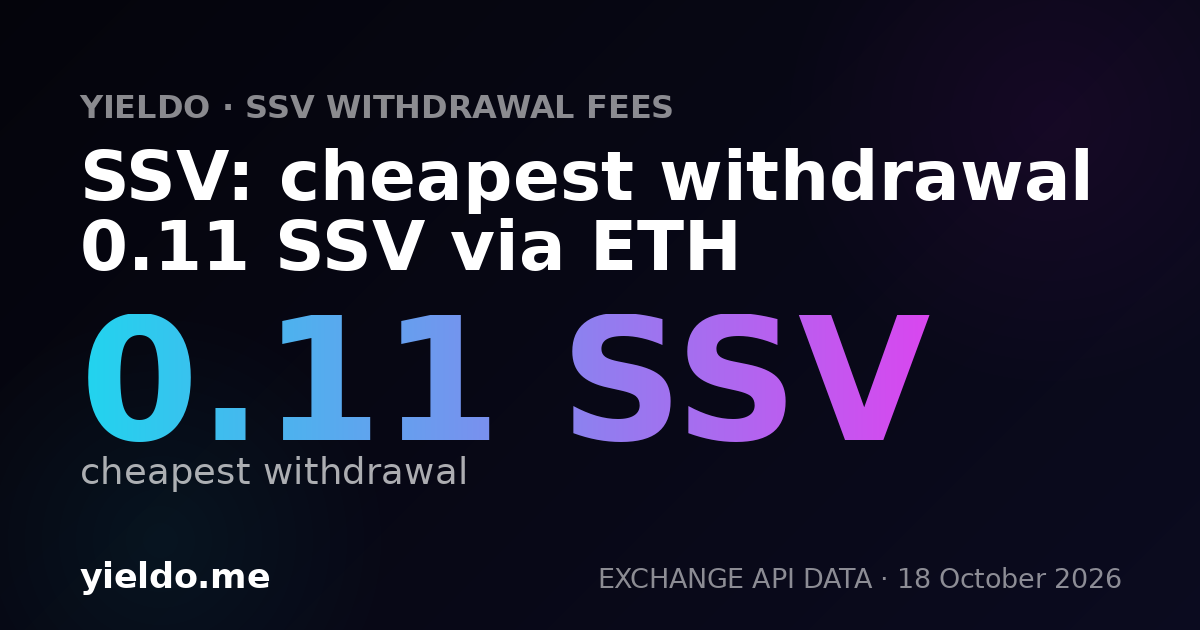 SSV: cheapest withdrawal 0.11 SSV via ETH