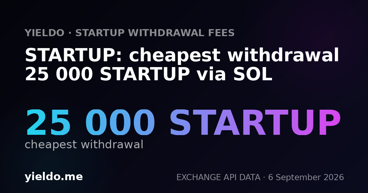 STARTUP: cheapest withdrawal 25 000 STARTUP via SOL