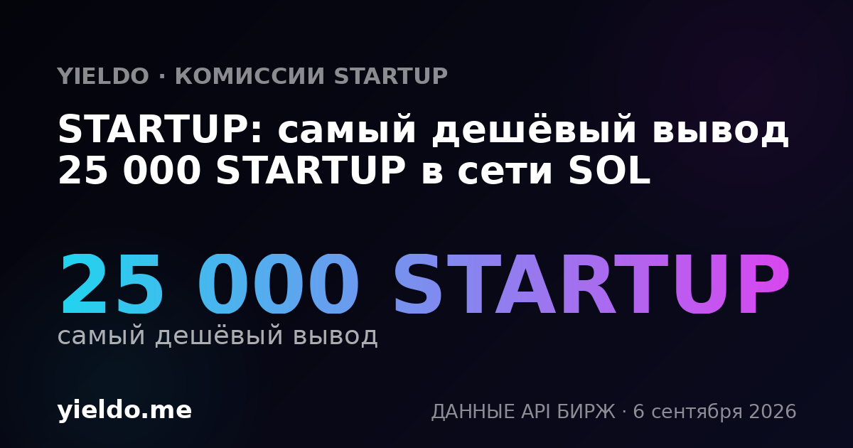 STARTUP: самый дешёвый вывод 25 000 STARTUP в сети SOL