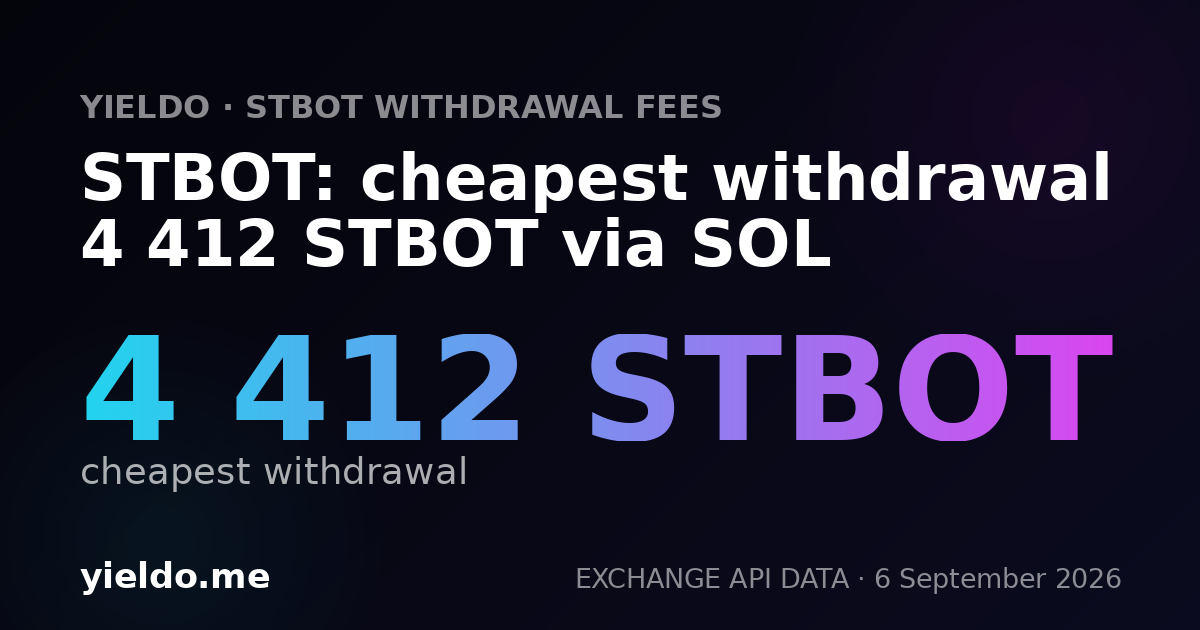STBOT: cheapest withdrawal 4 412 STBOT via SOL