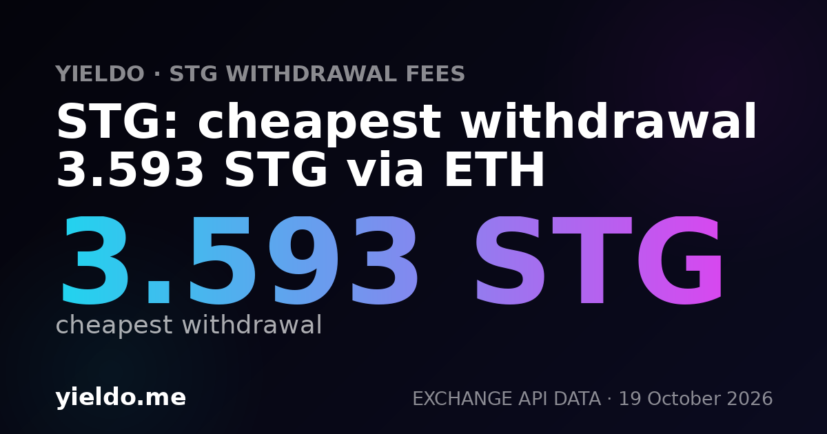 STG: cheapest withdrawal 3.648 STG via ETH