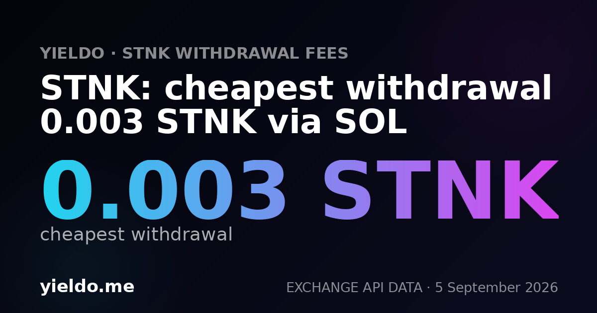 STNK: cheapest withdrawal 0.003 STNK via SOL