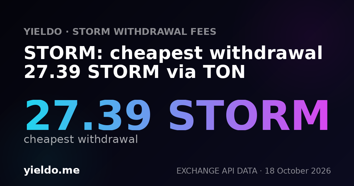 STORM: cheapest withdrawal 27.39 STORM via TON