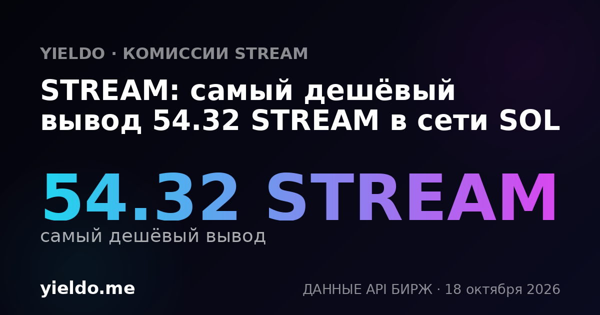 STREAM: самый дешёвый вывод 54.32 STREAM в сети SOL