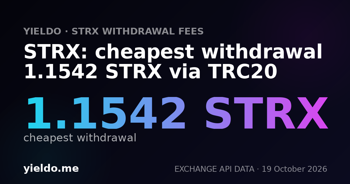 STRX: cheapest withdrawal 1.1542 STRX via TRC20