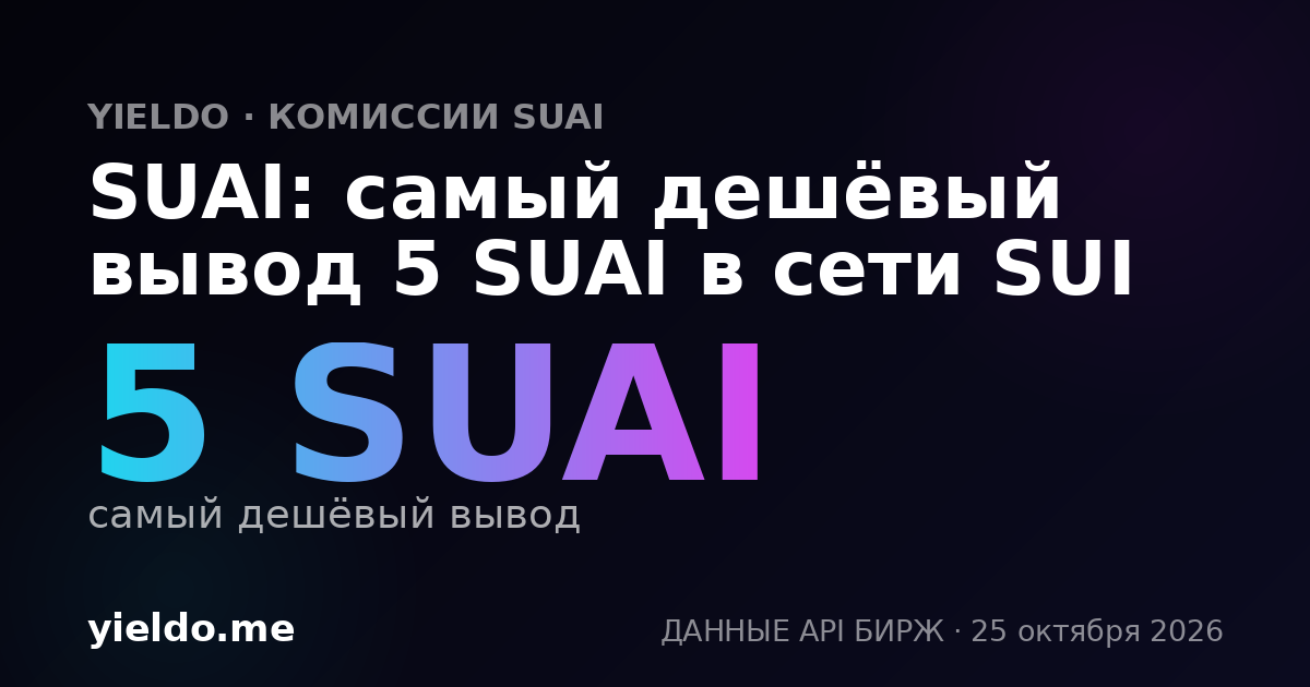 SUAI: самый дешёвый вывод 5 SUAI в сети SUI