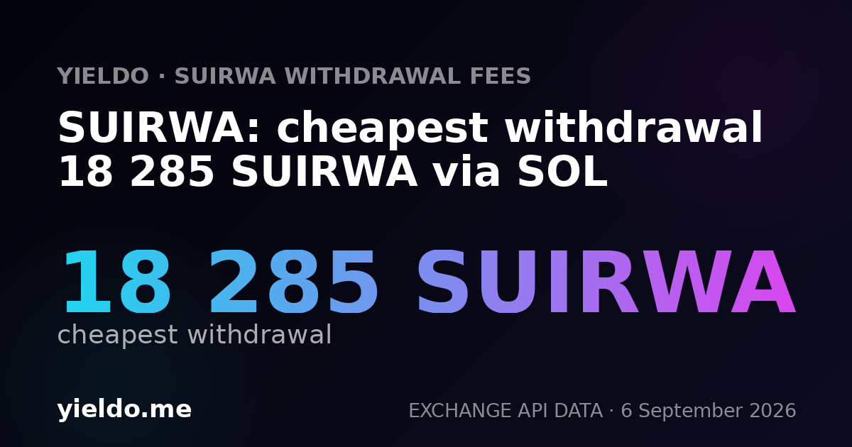 SUIRWA: cheapest withdrawal 18 285 SUIRWA via SOL