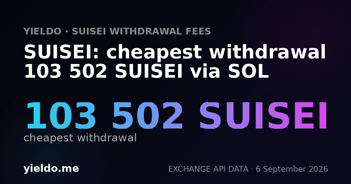 SUISEI: cheapest withdrawal 103 502 SUISEI via SOL