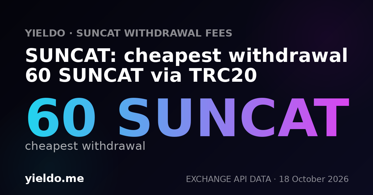 SUNCAT: cheapest withdrawal 60 SUNCAT via TRC20