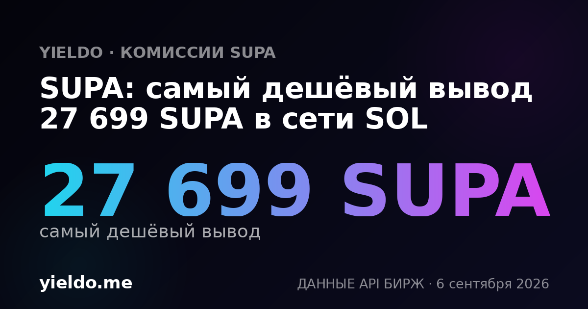 SUPA: самый дешёвый вывод 27 699 SUPA в сети SOL