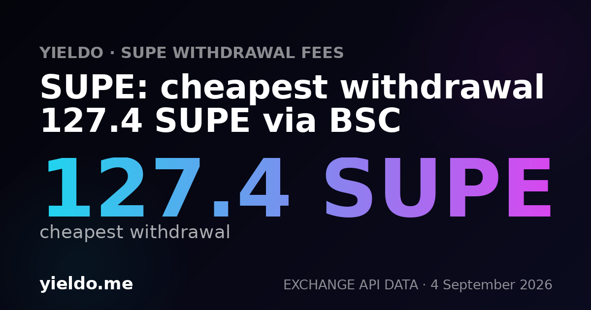 SUPE: cheapest withdrawal 127.4 SUPE via BSC