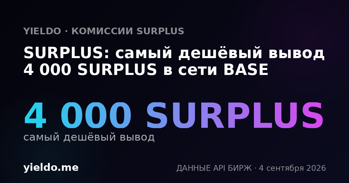 SURPLUS: самый дешёвый вывод 4 000 SURPLUS в сети BASE