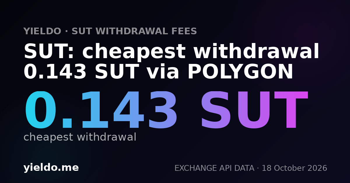 SUT: cheapest withdrawal 0.143 SUT via POLYGON