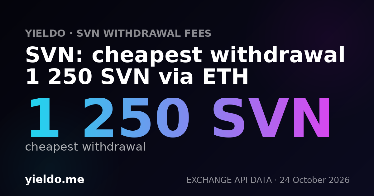 SVN: cheapest withdrawal 1 250 SVN via ETH