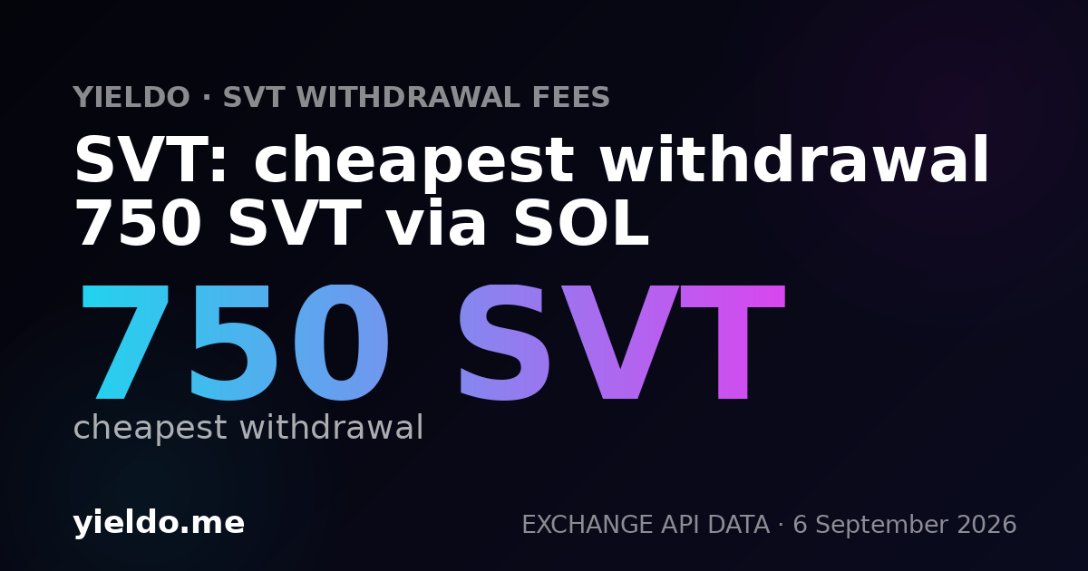 SVT: cheapest withdrawal 750 SVT via SOL
