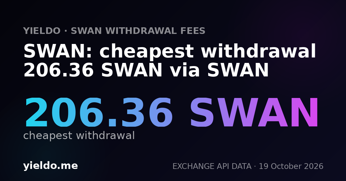 SWAN: cheapest withdrawal 206.36 SWAN via SWAN