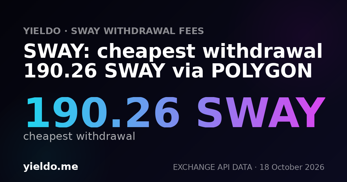 SWAY: cheapest withdrawal 190.26 SWAY via POLYGON