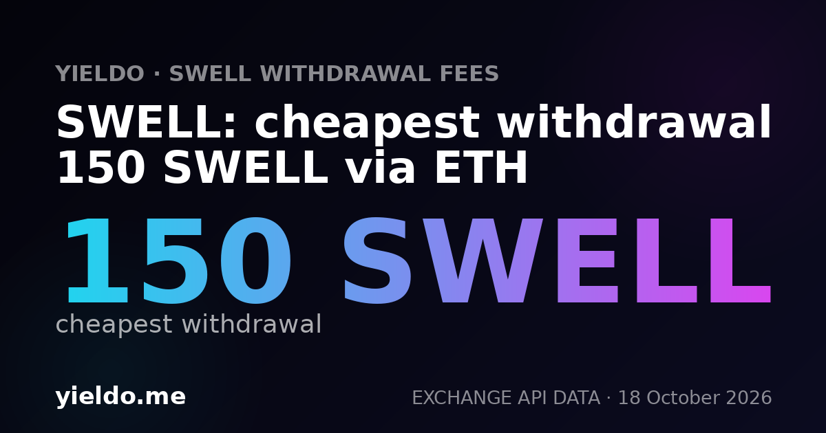 SWELL: cheapest withdrawal 150 SWELL via ETH