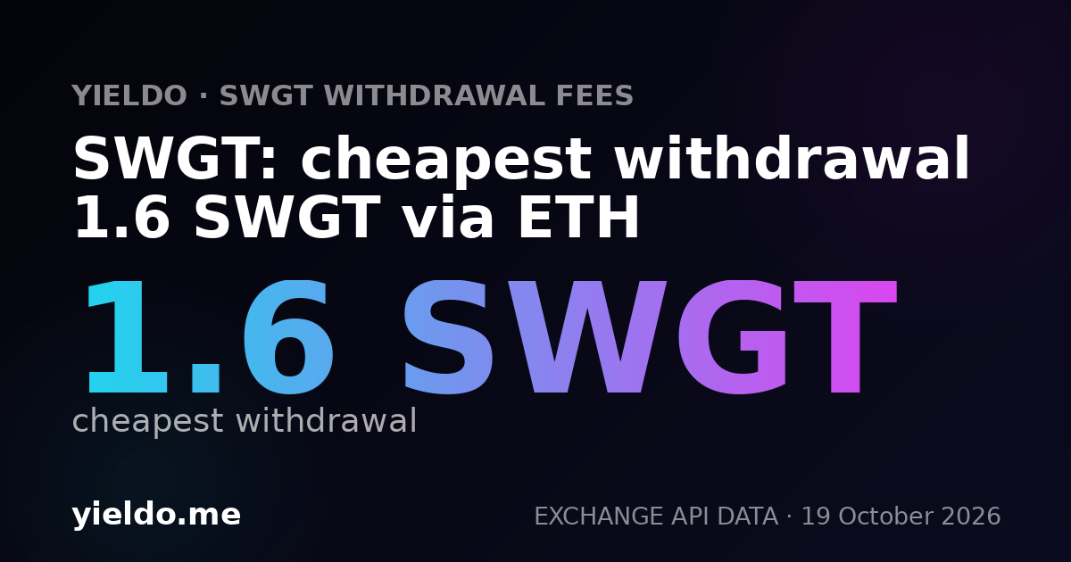 SWGT: cheapest withdrawal 1.6 SWGT via ETH