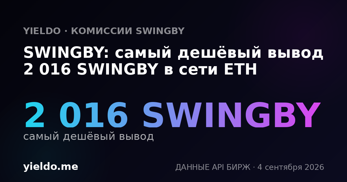 SWINGBY: самый дешёвый вывод 2 016 SWINGBY в сети ETH
