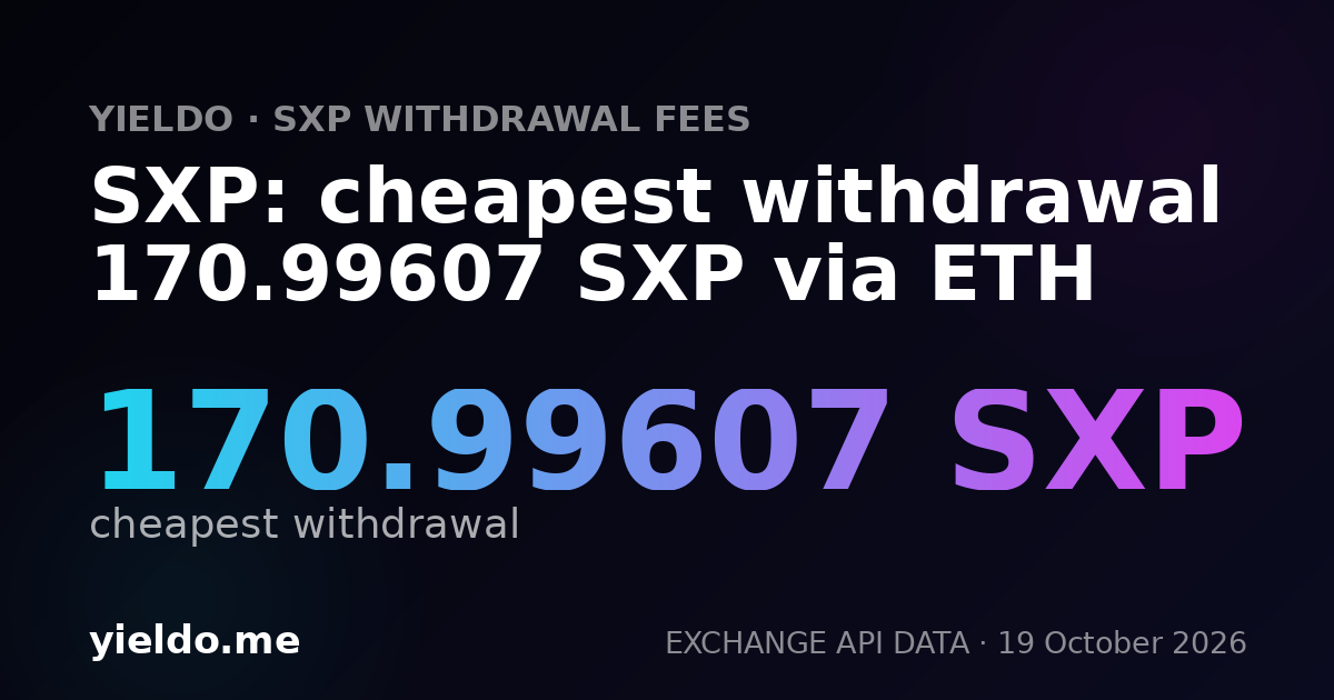 SXP: cheapest withdrawal 167.02406 SXP via ETH