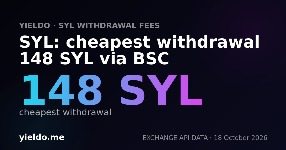 SYL: cheapest withdrawal 148 SYL via BSC