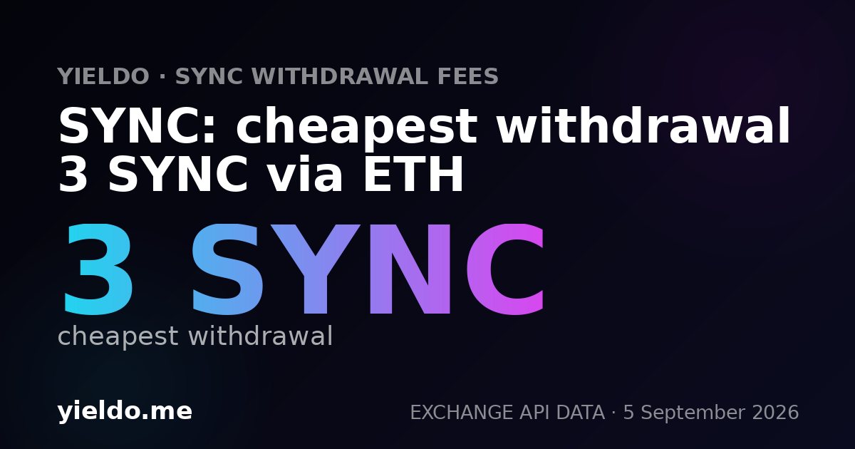 SYNC: cheapest withdrawal 3 SYNC via ETH