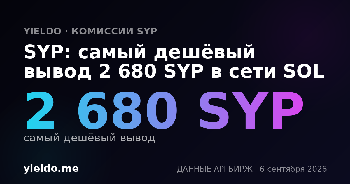 SYP: самый дешёвый вывод 2 680 SYP в сети SOL