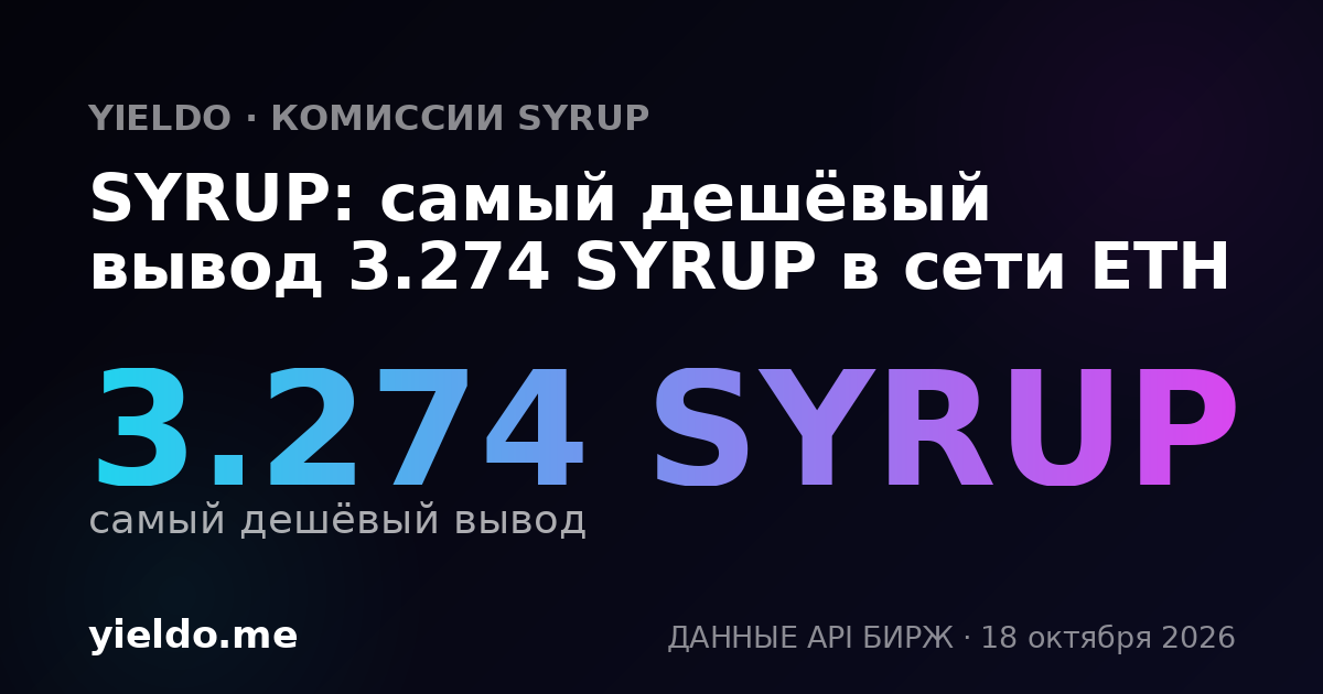 SYRUP: самый дешёвый вывод 3.277 SYRUP в сети ETH