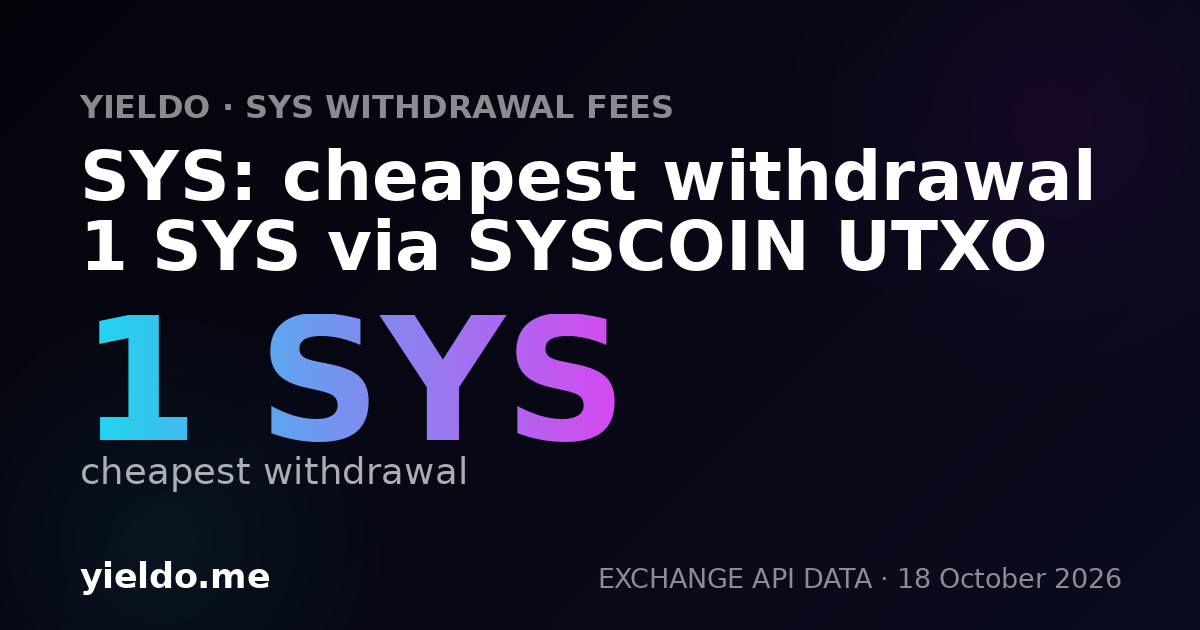 SYS: cheapest withdrawal 1 SYS via SYSCOIN UTXO