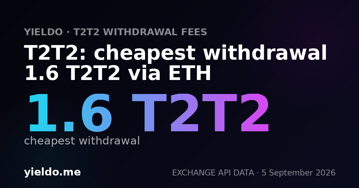T2T2: cheapest withdrawal 1.6 T2T2 via ETH