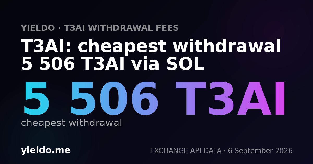 T3AI: cheapest withdrawal 5 506 T3AI via SOL