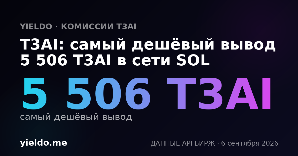 T3AI: самый дешёвый вывод 5 506 T3AI в сети SOL
