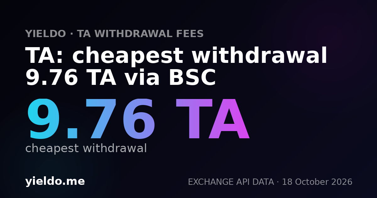 TA: cheapest withdrawal 9.76 TA via BSC