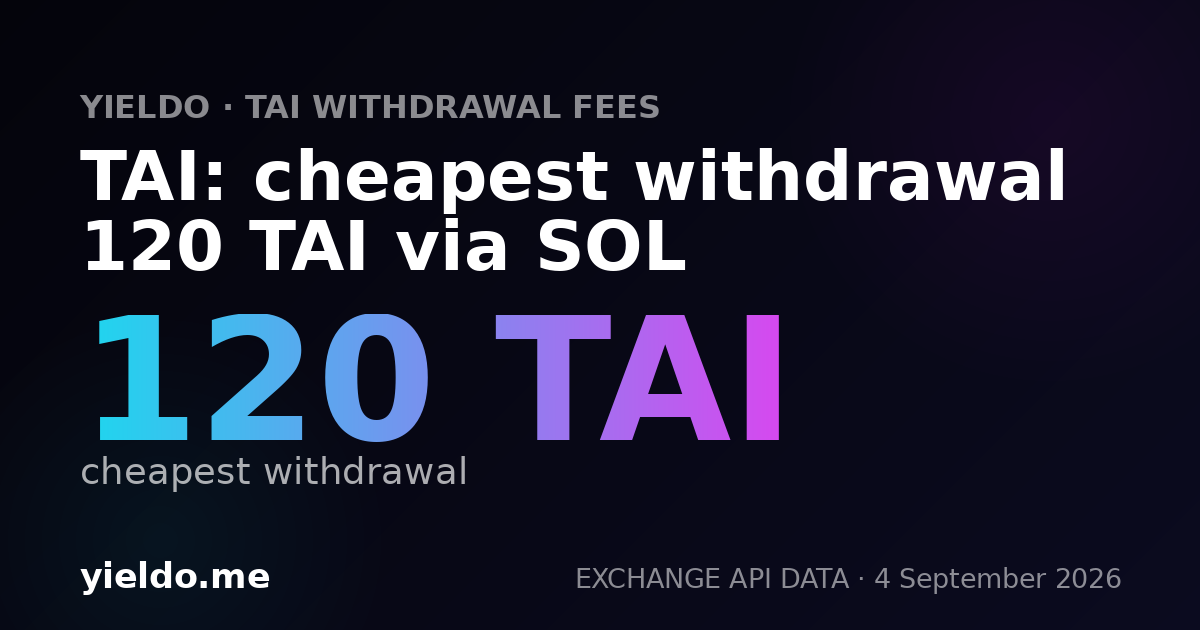 TAI: cheapest withdrawal 120 TAI via SOL