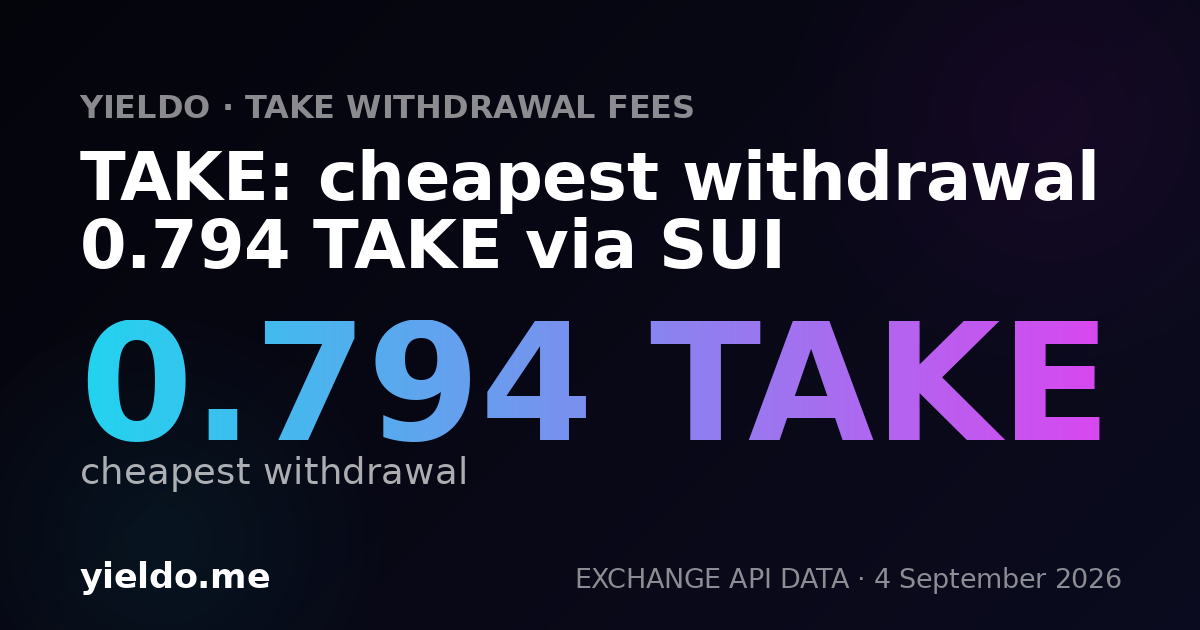 TAKE: cheapest withdrawal 0.794 TAKE via SUI
