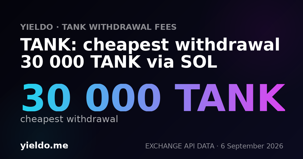 TANK: cheapest withdrawal 30 000 TANK via SOL