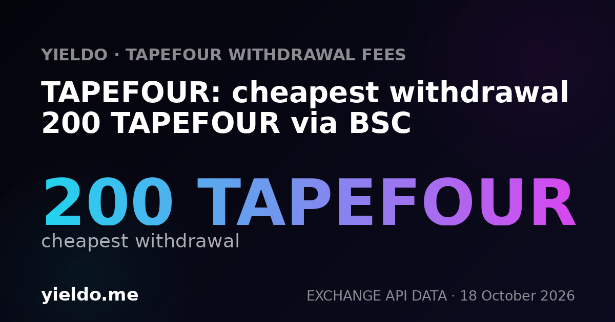 TAPEFOUR: cheapest withdrawal 200 TAPEFOUR via BSC