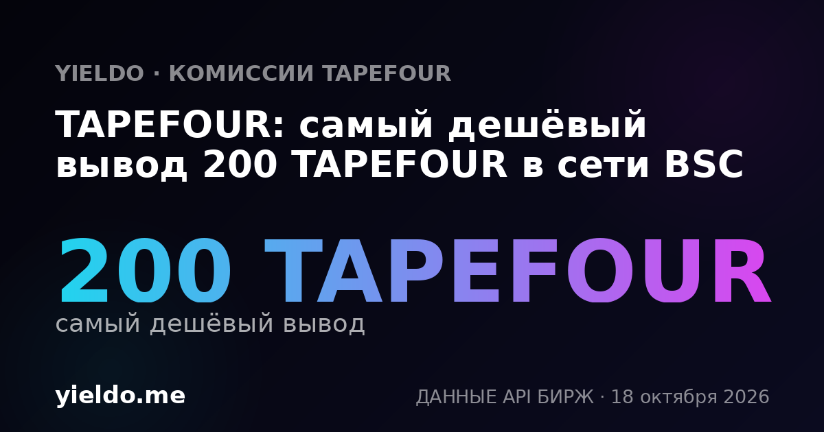 TAPEFOUR: самый дешёвый вывод 200 TAPEFOUR в сети BSC