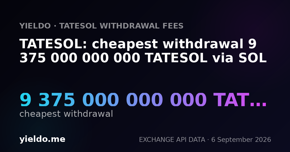 TATESOL: cheapest withdrawal 9 375 000 000 000 TATESOL via SOL