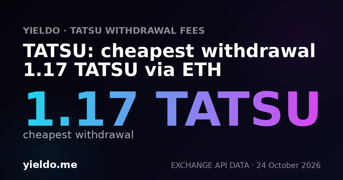 TATSU: cheapest withdrawal 1.17 TATSU via ETH