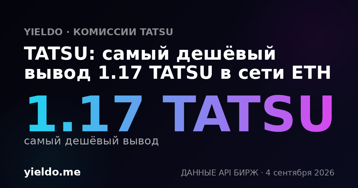 TATSU: самый дешёвый вывод 1.17 TATSU в сети ETH