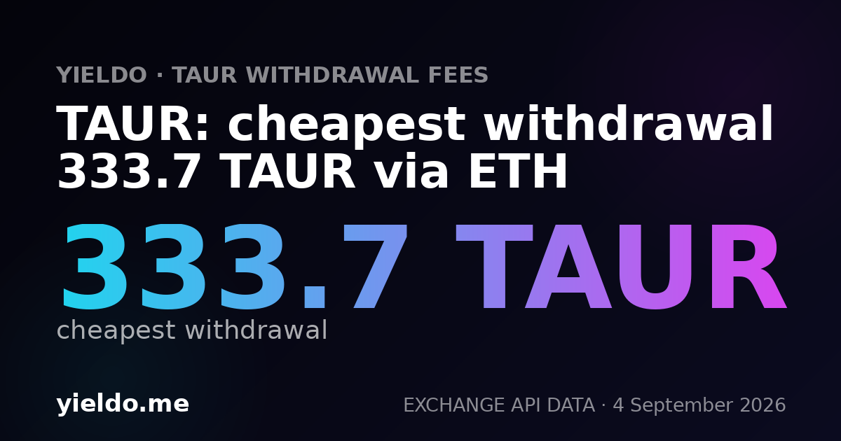 TAUR: cheapest withdrawal 333.7 TAUR via ETH