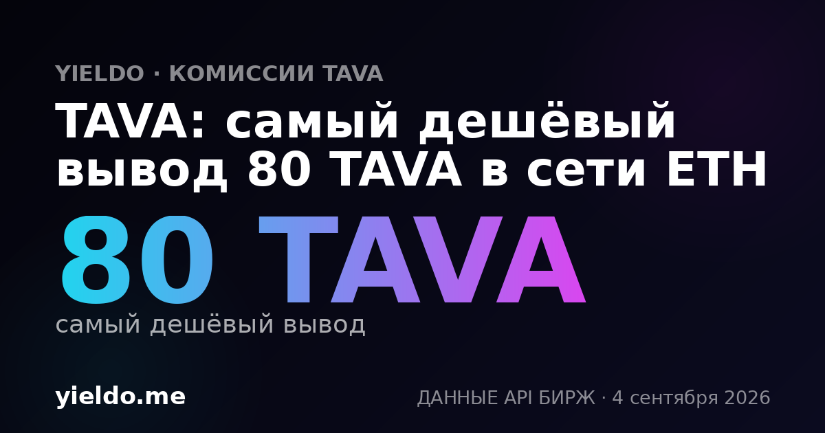 TAVA: самый дешёвый вывод 80 TAVA в сети ETH
