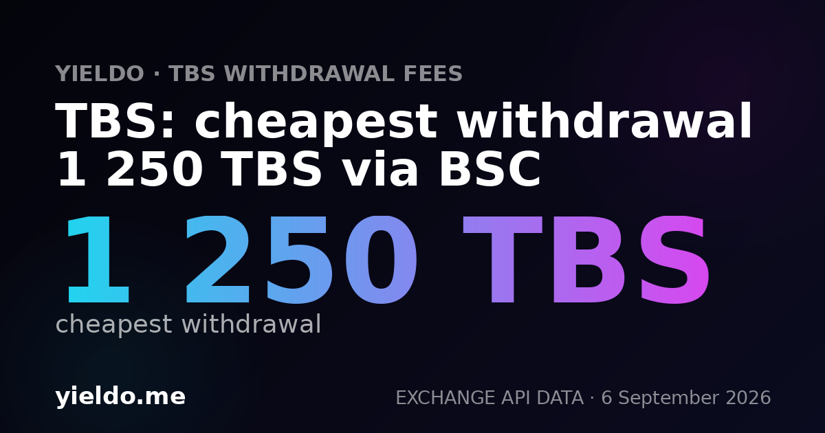 TBS: cheapest withdrawal 1 250 TBS via BSC