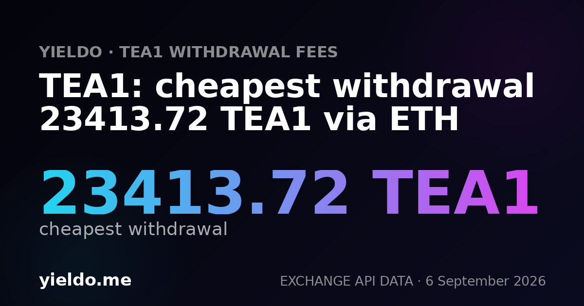 TEA1: cheapest withdrawal 23413.72 TEA1 via ETH