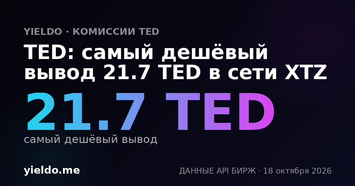 TED: самый дешёвый вывод 21.7 TED в сети XTZ