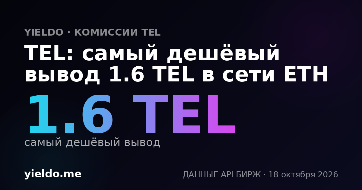 TEL: самый дешёвый вывод 1.6 TEL в сети ETH